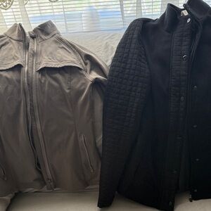 Women’s Fabletics Black Quilted-Sleeve Jacket & gray Softshell Jacket - Two-Pack